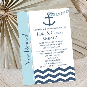 Wedding Vow Renewal Nautical Blue Einladung