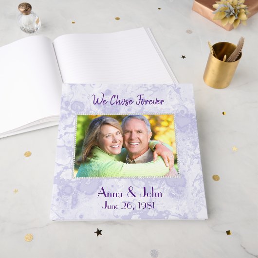 Wedding Vow Renewal With Pearl Frame Gästebuch (Vorderseite offen)