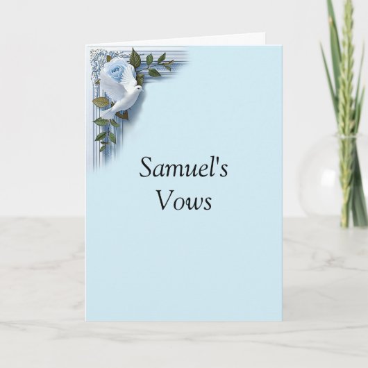 Wedding Vows Folded Card Blue Roses & Doves Karte (Vorderseite)