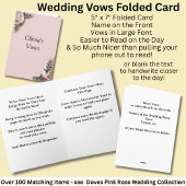 Wedding Vows Folded Card Pink Roses & Doves Karte