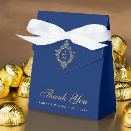 Wedding Wappen Royal Blue Imitate Gold Vielen Dank Geschenkschachtel