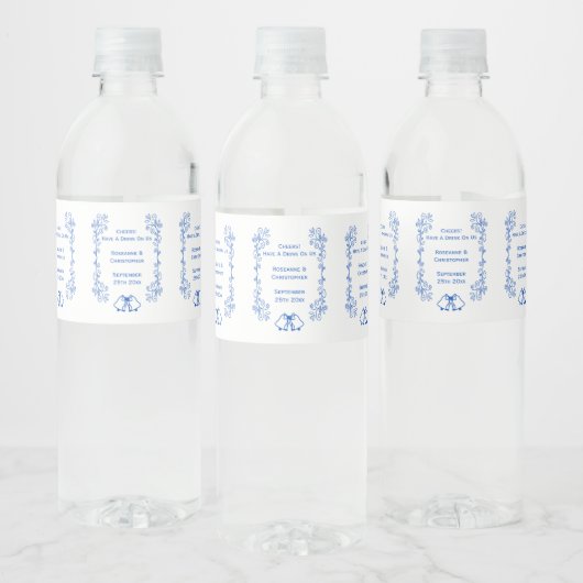 Wedding Water Bottle Label Blue Sapphire Bells Wasserflaschenetikett (Flaschen)