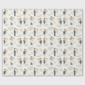 Wedding Watercolor Blonde Bride Groom Florals Geschenkpapier (Flach)