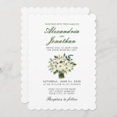 Wedding Watercolor Blumengrün Einladung S (Vorne/Hinten)