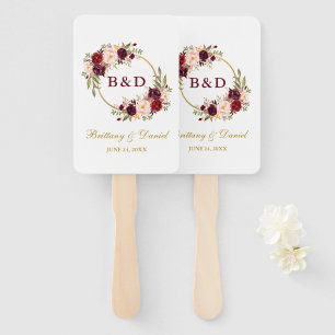 Wedding Watercolor Burgundy Floral Fächer