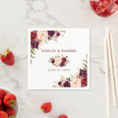 Wedding Watercolor Burgundy Floral Serviette (Beispiel)