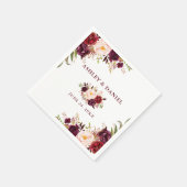 Wedding Watercolor Burgundy Floral Serviette (Ecke)