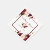 Wedding Watercolor Burgundy Floral Serviette (Ecke)