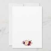 Wedding Watercolor Burgundy Floral W Einladung (Rückseite)