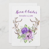 Wedding Watercolor Deer Antler Bouquet Einladung (Vorne/Hinten)