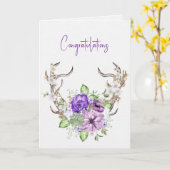 Wedding Watercolor Deer Antler Bouquet Karte (Gelbe Blume)