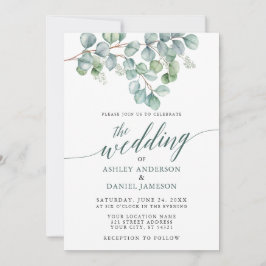 Wedding Watercolor Eukalyptus Greenery Calligraphy Einladung