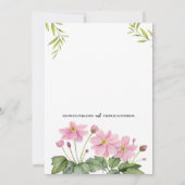 Wedding Watercolor Pink Japanischer Anemone Einladung (Rückseite)