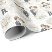 Wedding Watercolor Romantic Bride Groom Florals Geschenkpapier (Rolleneckpunkt)