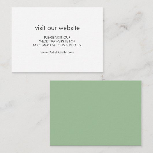 Wedding Website Insert Card Sage Green (Vorne/Hinten)