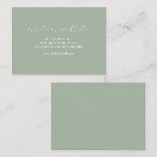 Wedding Website Insert Card Sage Green Script (Vorne/Hinten)