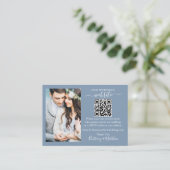 Wedding Website Minimalistisch QR Foto Dusty Blue Begleitkarte (Stehend Vorderseite)