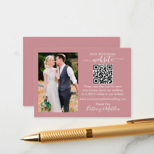 Wedding Website Minimalistisch QR Foto Dusty Rose Begleitkarte