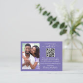 Wedding Website Minimalistisch QR Foto Periwinkle Begleitkarte (Stehend Vorderseite)