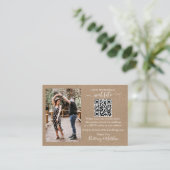 Wedding Website Minimalistisch Simple QR Foto Kraf Begleitkarte (Stehend Vorderseite)