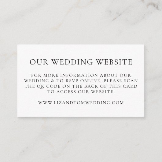 Wedding Website QR Code Modern Minimalist Simple Begleitkarte (Vorderseite)