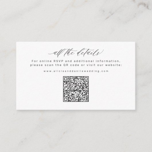 Wedding Website QR Code online RSVP wedding Begleitkarte (Vorderseite)