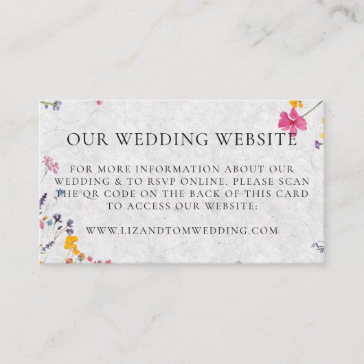 Wedding Website QR Code Wildflower Garden Ivory Begleitkarte (Vorderseite)