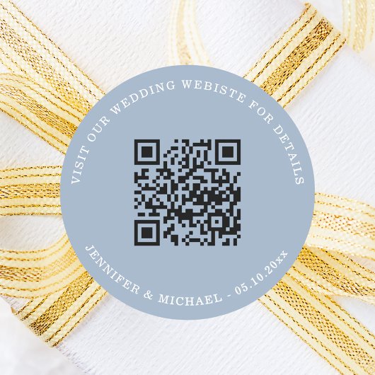 Wedding website QR details information rsvp blue Runder Aufkleber