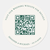 Wedding website QR details information rsvp ivory Runder Aufkleber (Vorderseite)