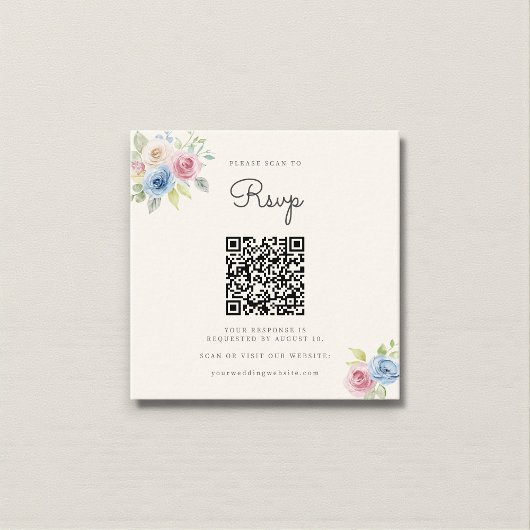 Wedding Website RSVP QR Code Photo pastel florals Begleitkarte