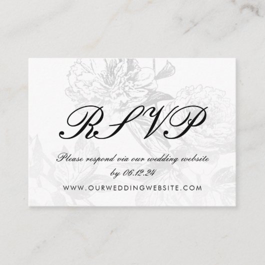 Wedding Website UAWG Simple Floral Silver Black Begleitkarte (Vorderseite)