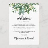 Wedding Weekend Greenerity Guest Agenda Hinweiskarte (Rückseite)