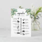 Wedding Weekend Greenerity Guest Agenda Hinweiskarte (Stehend Vorderseite)