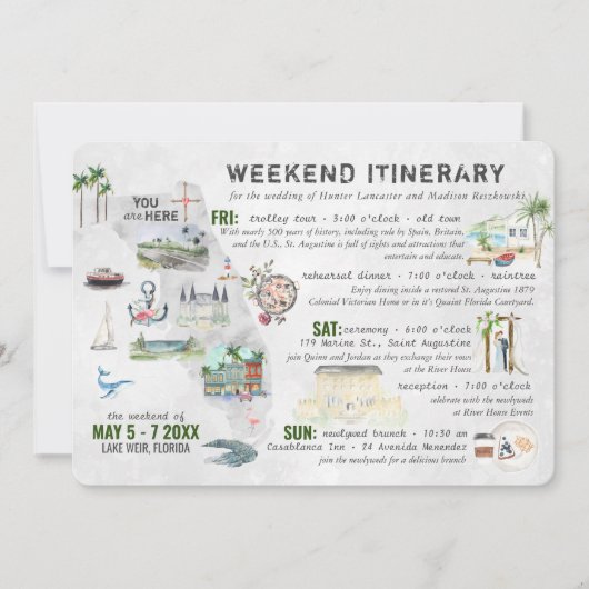 Wedding Weekend in Florida Itinerary Card Einladung (Vorderseite)