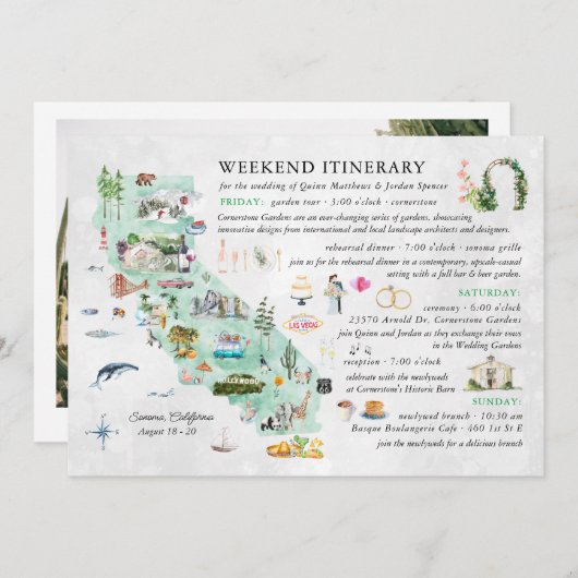 Wedding Weekend in Napa | Itinerary Card Einladung (Vorne/Hinten)