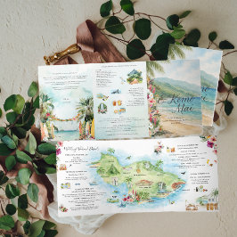 Wedding Weekend | Maui, Hawaii Tri-Fold Invitation Dreifach Gefaltete Einladung