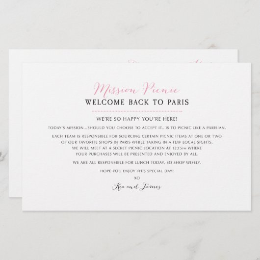 Wedding Weekend Paris Event Map - CUSTOM for Kea (Vorne/Hinten)