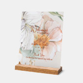 Wedding Welcome Acrylic Sign | Blush Peach Floral Acrylschild (Winkel)