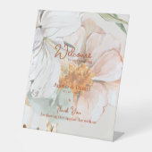 Wedding Welcome | Blush Peach Floral Sockelschild (Vorderseite)