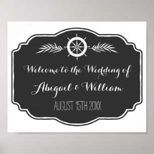 Wedding Welcome Custom Sign Nautical Chalkboard Poster