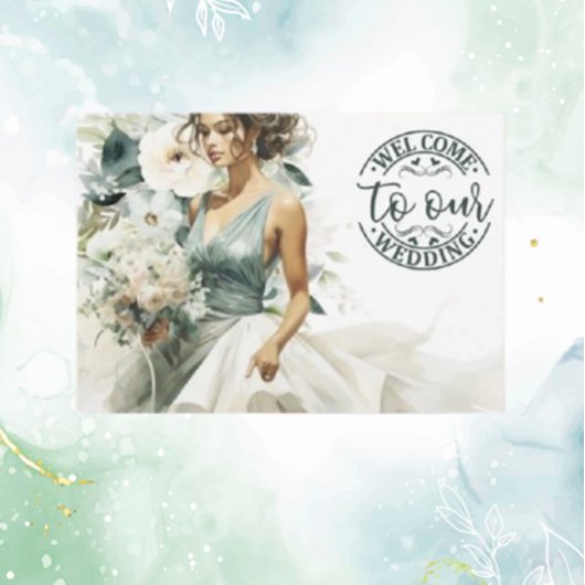 Wedding Welcome Dusty Blue Eucalyptus Green Begleitkarte