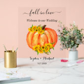Wedding Welcome Fall Orange Pumpkin Acrylschild (Hochzeit)