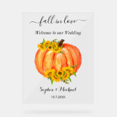 Wedding Welcome Fall Orange Pumpkin Acrylschild (Vorderseite)