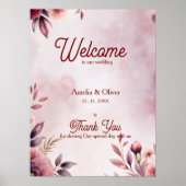 Wedding Welcome Poster – Blush Floral Pink Sign (Vorne)