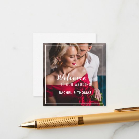 Wedding Welcome Sign Add Your Photo & Handwritten  Begleitkarte (Vorderseite/Rückseite Beispiel)