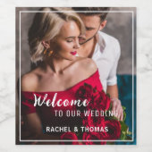 Wedding Welcome Sign Add Your Photo & Handwritten  Weinetikett (Einzelnes Label)