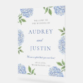 Wedding Welcome Sign, Classic Blue Hydrangea Acrylschild (Winkel)