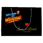 Wedding Welcome Sign – Personalized Names & Date Große Geschenktüte (Rückseite)