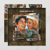 Wedding Western Süede Verlobung Valentine Einladung (Vorne/Hinten)