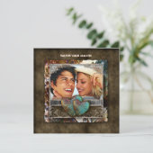 Wedding Western Süede Verlobung Valentine Einladung (Stehend Vorderseite)